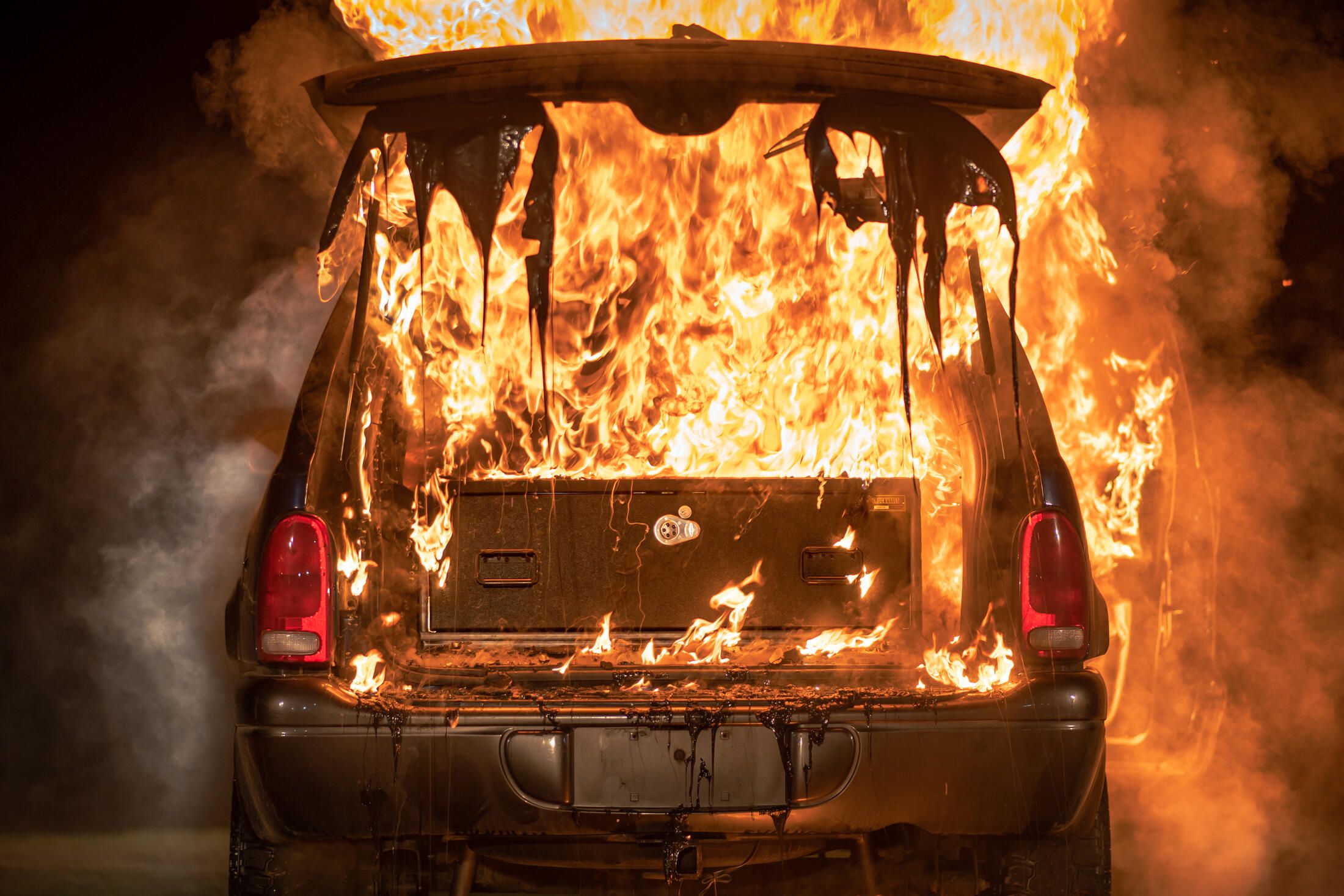 TruckVault burn test SUV secure storage