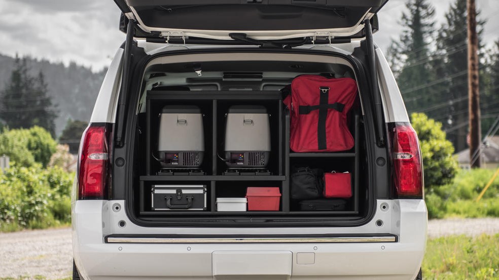 A Chevy Suburban with a Responder Line TruckVault installed for Fire/EMS usage.