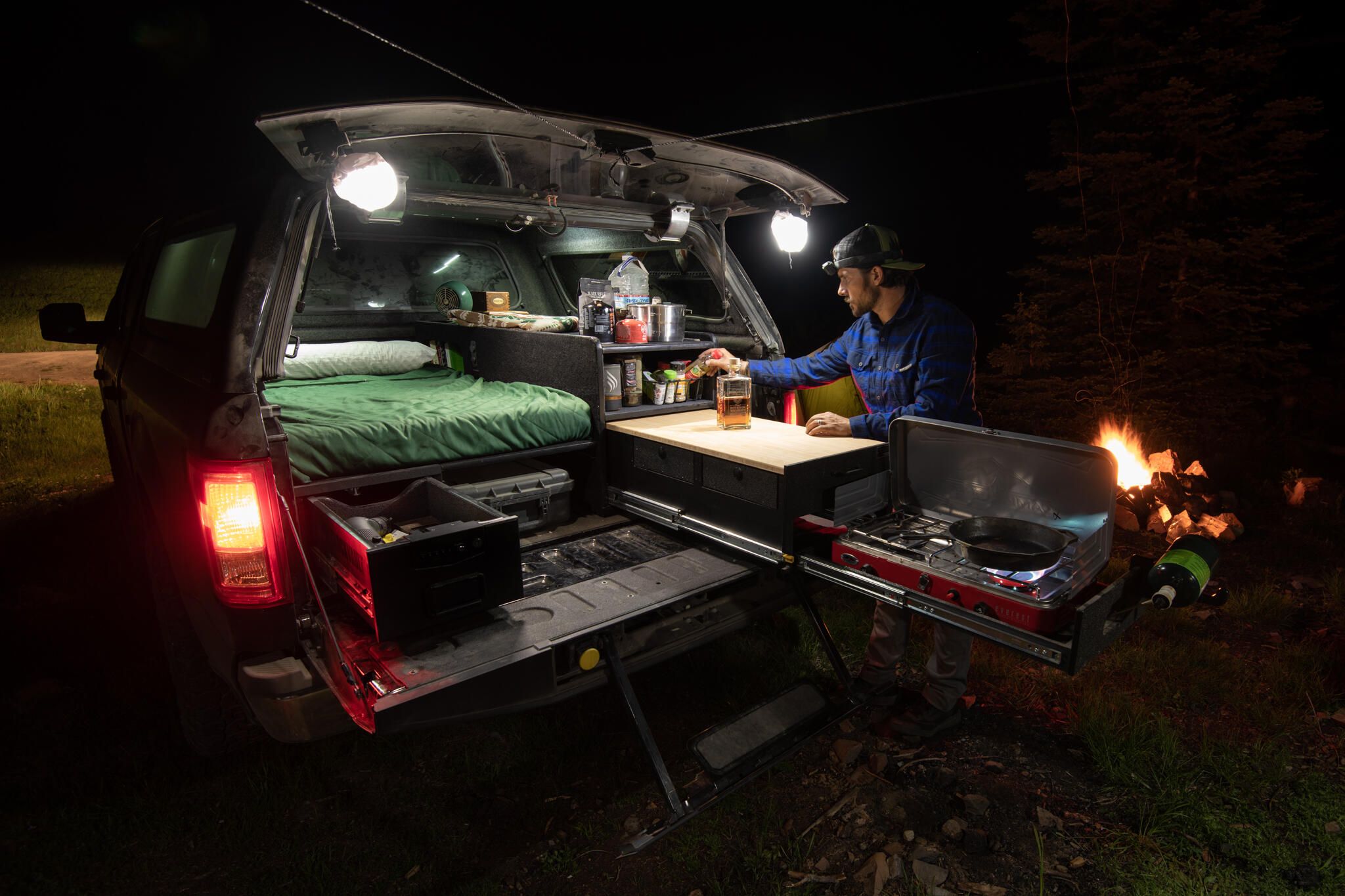Night camping from TruckVault Base Camp 5