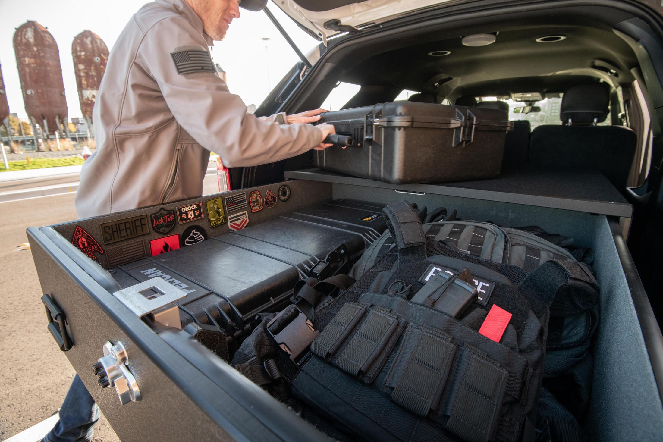 1 Drawer magnum TruckVault with tactical gear.