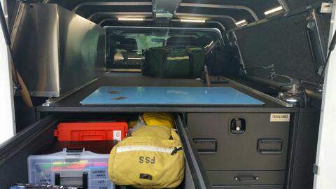 TruckVault mobile command center for fire department in a pickup truck