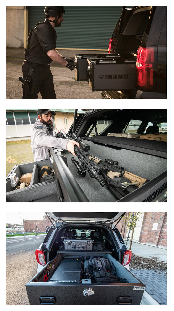 collage showing SUV options for TruckVault secure storage system