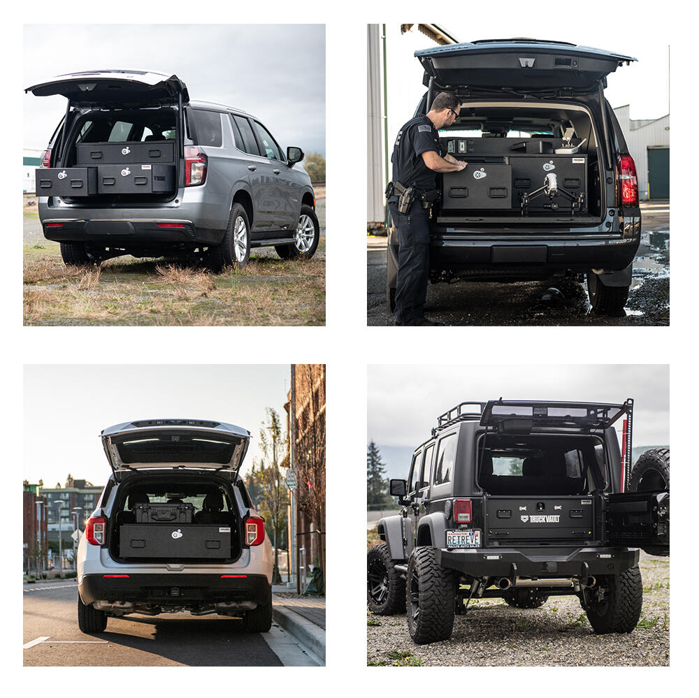 collage showing SUV options for TruckVault secure storage system