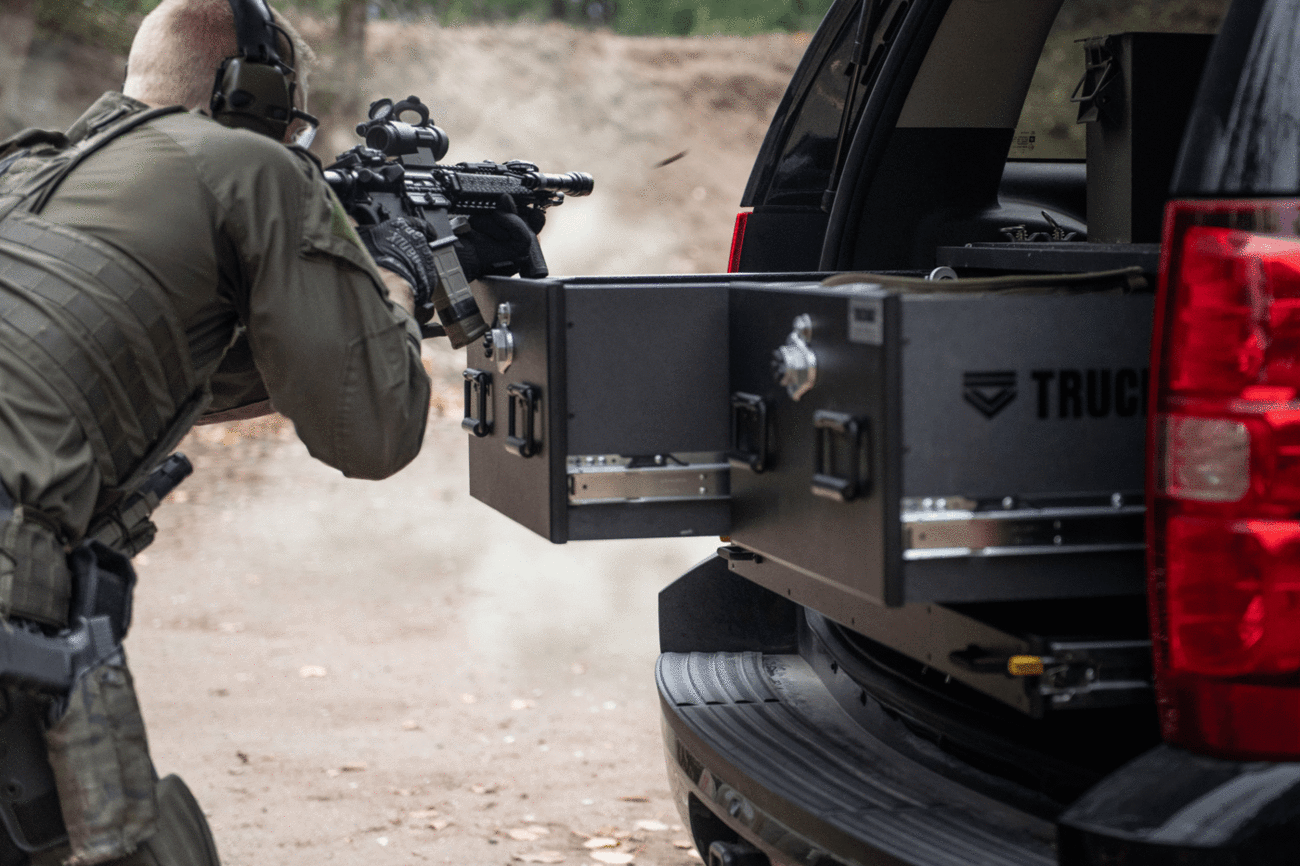 GIF showing variations of TruckVault Pickup Series secure truck bed storage systems