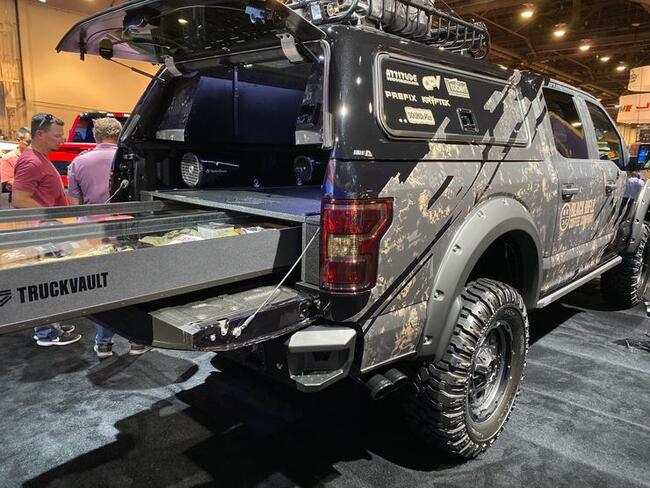 Black Rifle Coffee's Back Country Access vehicle with a TruckVault installed.