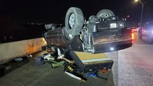 Flipped car after crash with TruckVault intact