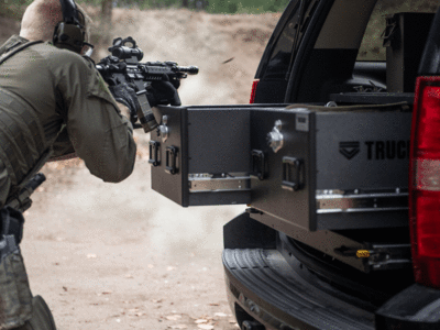 GIF showing variations of TruckVault Pickup Series secure truck bed storage systems