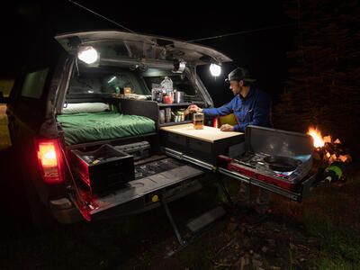 Night camping from TruckVault Base Camp 5